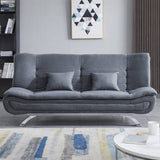 182CM Convertible Wide Grey 3 Seater Linen Sofa Bed with 2 Pillows Sofa Beds Living and Home 