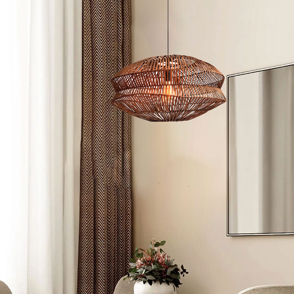 Lightsin Eco-Friendly Handwoven Rustic Farmhouse Rattan Pendant Light Lightsin UK 