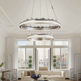 Lightsin Golden Crystal Dual-Ring LED Pendant Light in Modern Aluminum Design Lightsin UK 80cm Dia In Stock 