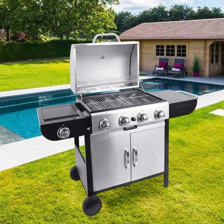 3/4/5-Burner Outdoor Gas Burner with Side Burner Gas Gill Living and Home 5 Burners Stainless Steel 