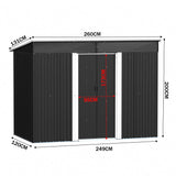 8.6 ft Garden Bike Sheds Metal Storage Shed with Lockable Sliding Doors Garden Sheds Living and Home 