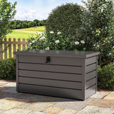 350L Grey Metal Outdoor Garden Storage Box Lockable Garden Storage Boxes Living and Home 