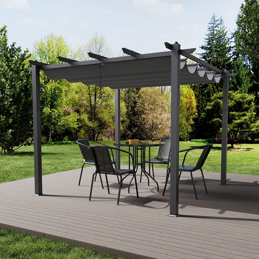 300CM Elegant Aluminum Patio Pergola with Sun-Shade Canopy Living and Home 