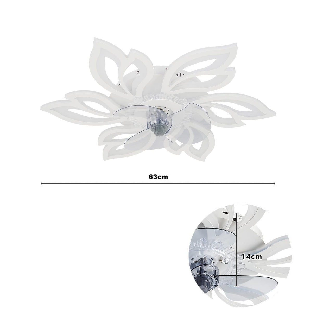 65cm Dia. Modern Flower Shape Ceiling Fan with Light Ceiling Fans Living and Home 