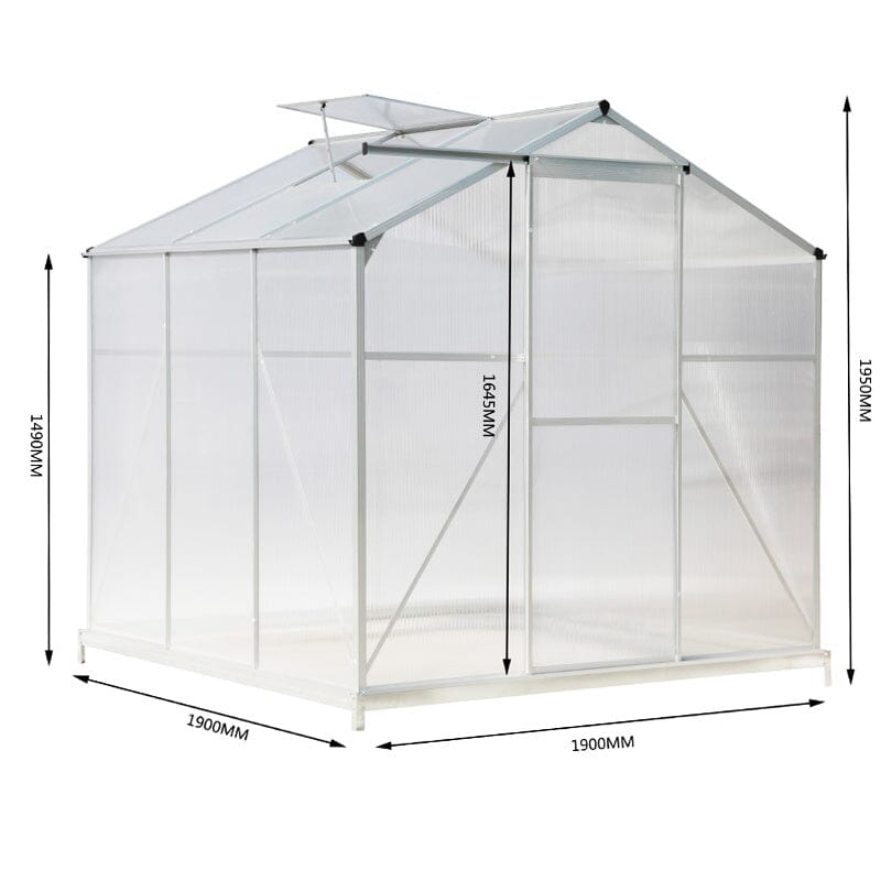 Living and Home Silver Aluminum Framed 6x6 Greenhouse with Vent Greenhouses Living and Home 