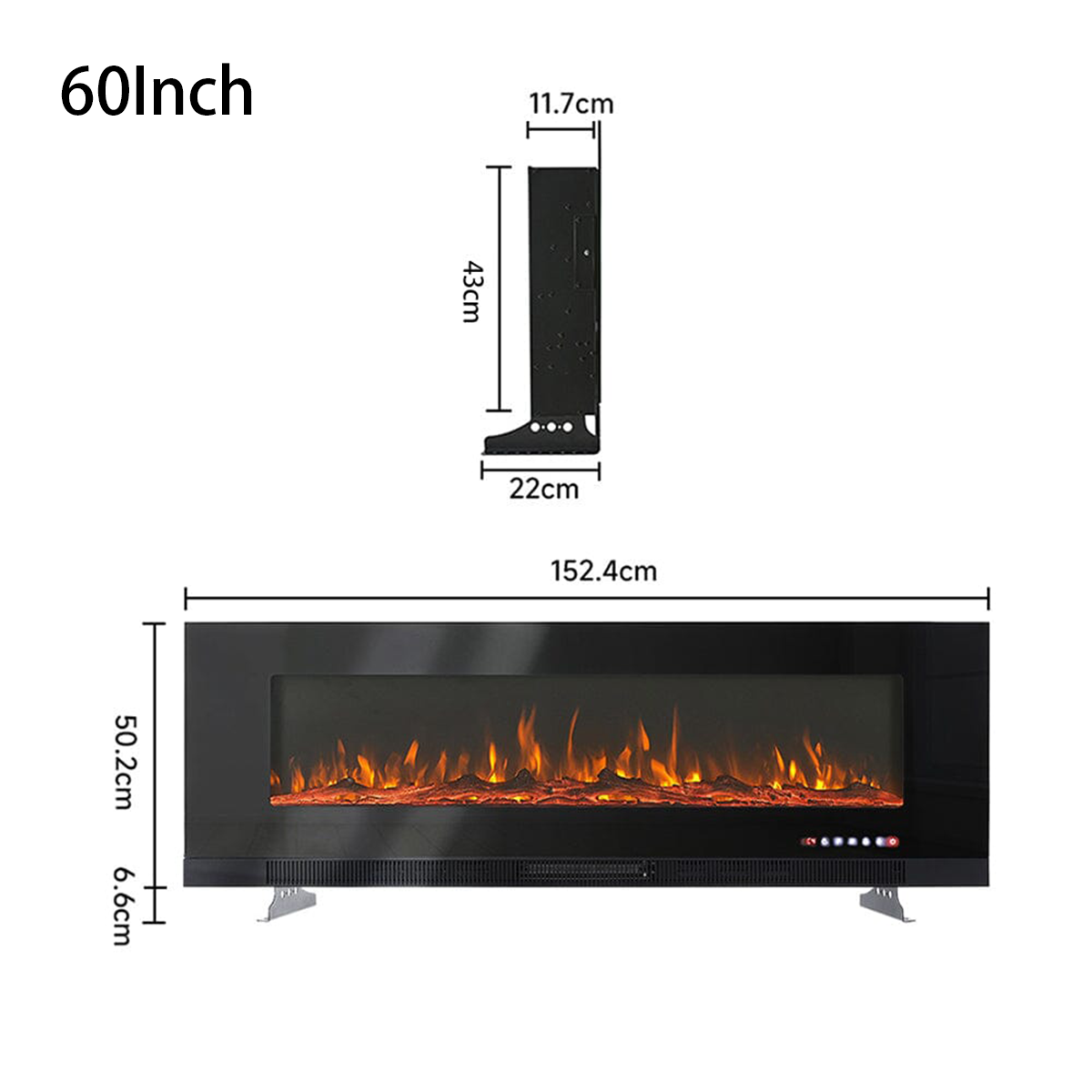 50/60 inch Wall Mounted Electric Fireplaces 5000BTU Inset Fireplace Heater