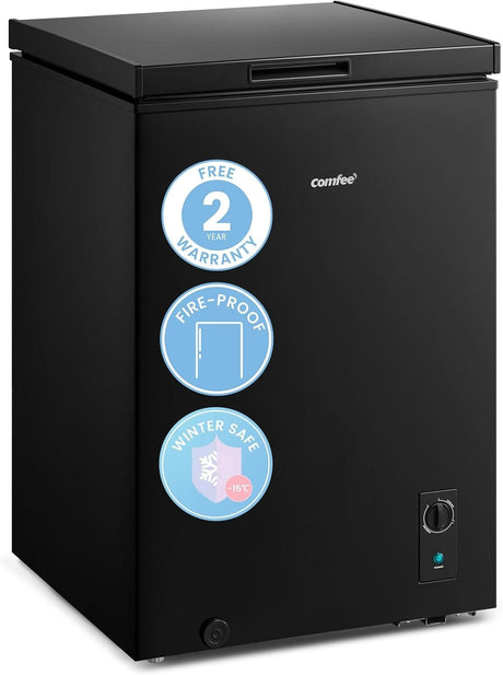 COMFEE White/Black 99L Freestanding Chest Freezer with Digital Temperature Control Comfee UK 