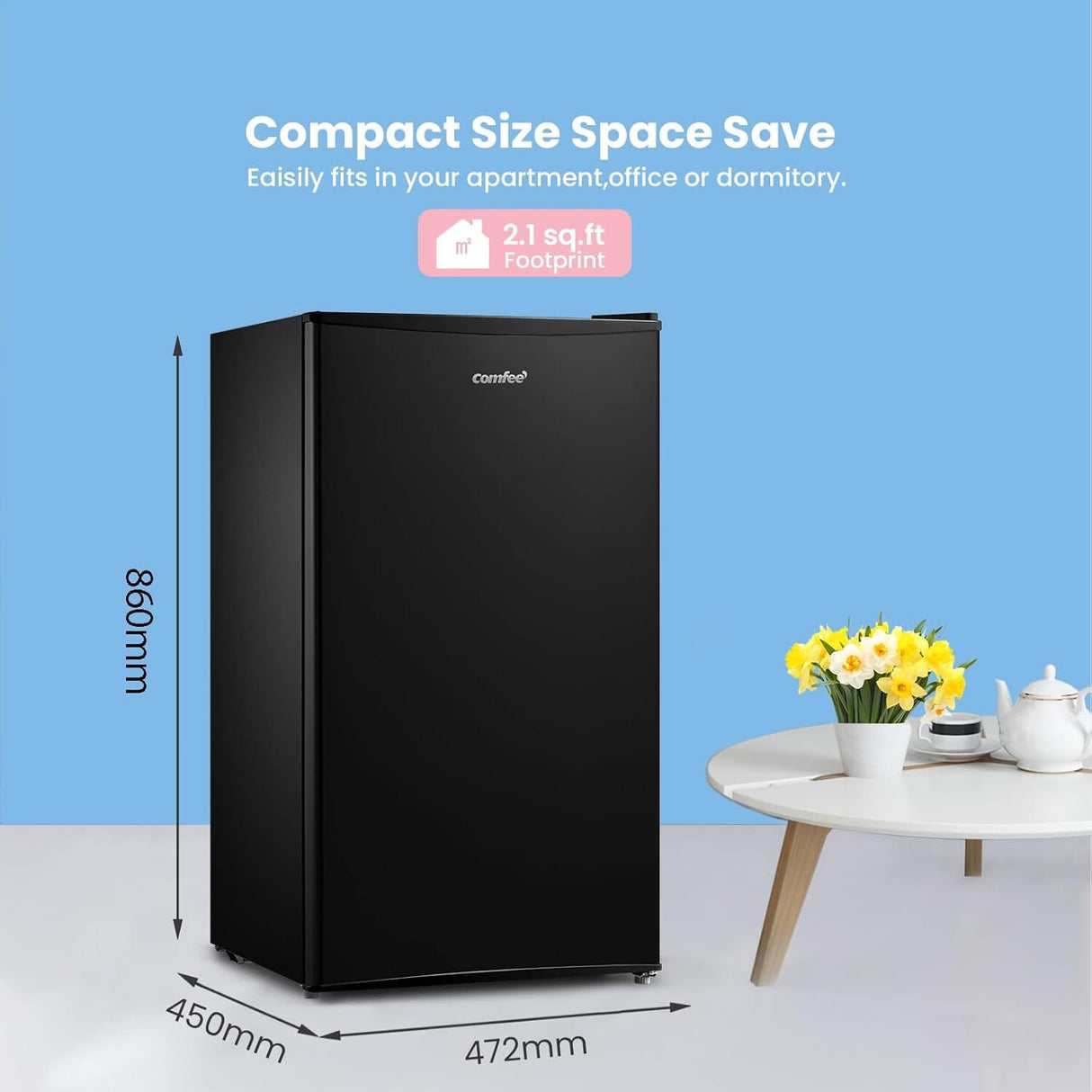 COMFEE Black/White 93L Small Fridge with Cooler Box Living and Home 