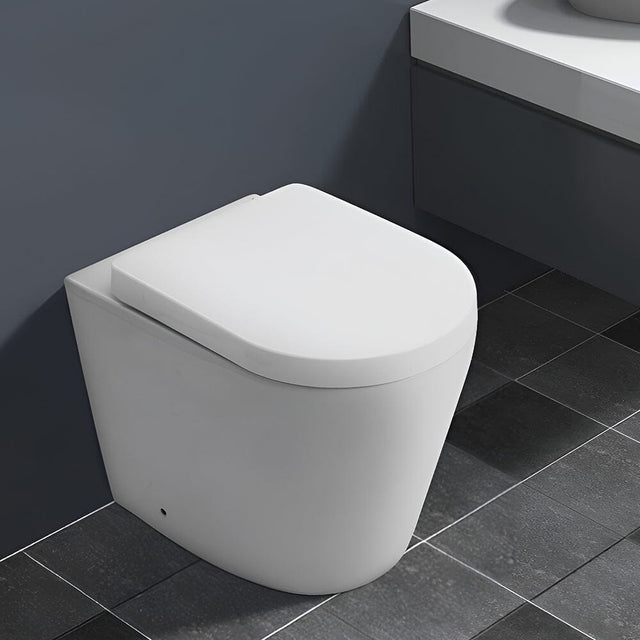 35cm W White Bathroom Wall Mounted Elongated Toilet Toilet Living and Home 