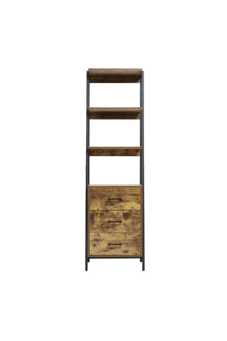 H&O Direct Industrial Style Wooden Bookshelf with Drawers, XY0366 Living and Home 