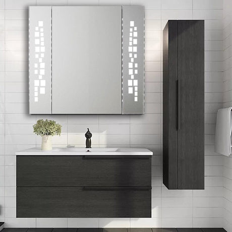 Contemporary Rectangle Wall Mounted LED Mirror Cabinet Living and Home 