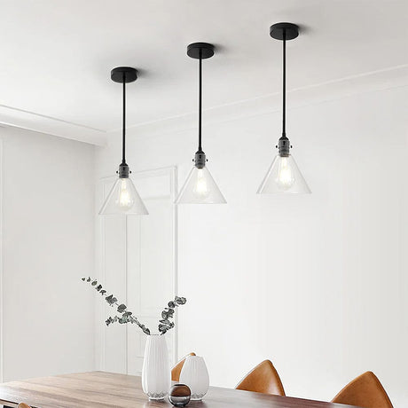 Matte Black 1-Light Pendant with Clear Glass Lampshade Pendant Lights Living and Home 