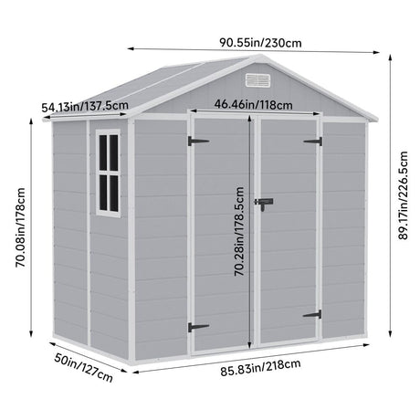 8x4ft Apex Roof Garden PP Tool Shed Outdoor Patio Storage House Living and Home 