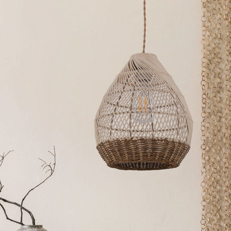 Lightsin Handwoven Boho Teardrop Design Rattan Iron Pendant Light Lightsin UK In Stock 