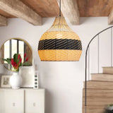 Lightsin Elegant Dual-Tone Handwoven Natural Rattan Pendant Light Lightsin UK 