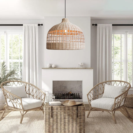 Lightsin Elegant Openwork Rattan Pendant Light with Lattice-Cut Design Lightsin UK In Stock 