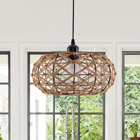 Lightsin Handwoven Rustic Cozy Natural Design Paper Rope Pendant Light Lightsin UK 