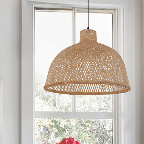 Lightsin Natural Bamboo Woven Dome Pendant Light for Cozy Spaces Lightsin UK 