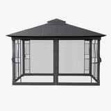 Premium Iron Outdoor Pergola with Sheer Charcoal Gray Screens Living and Home 