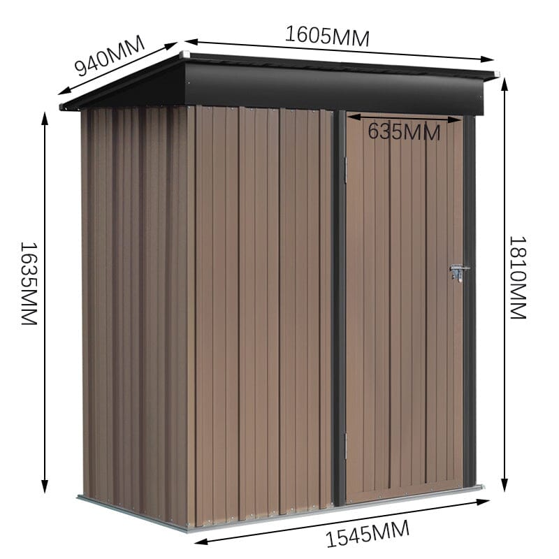 Classic Lockable Tool Storage Bike Shed Brown Metal Shed for Garden Storage Garden Sheds Living and Home 