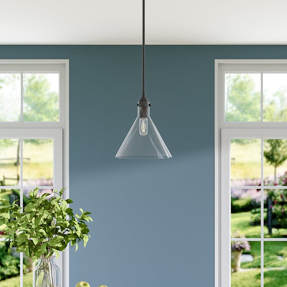 Matte Black 1-Light Pendant with Clear Glass Lampshade Pendant Lights Living and Home 