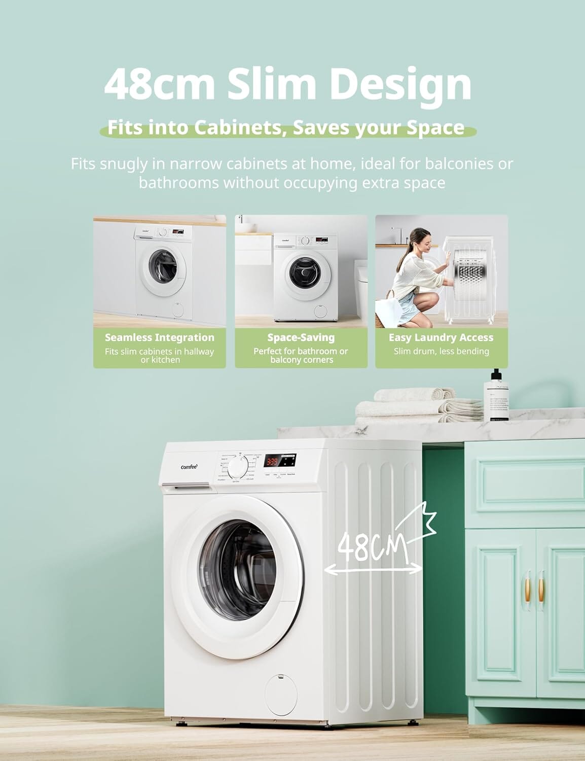 Freestanding Washing Machine 6 / 7 KG Load White Comfee UK 