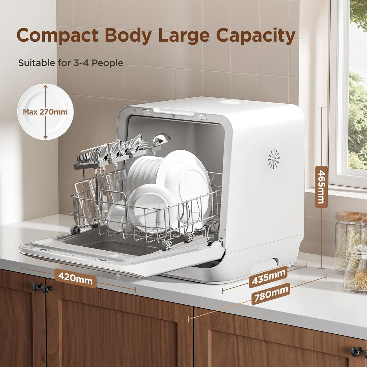 COMFEE 6.5L White Compact Countertop Dishwasher with LED Display and 6 Place Settings Comfee UK 