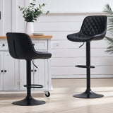 Set of 2 Faux Leather Height Adjustable Bar Stool Black Bar Stools Living and Home 