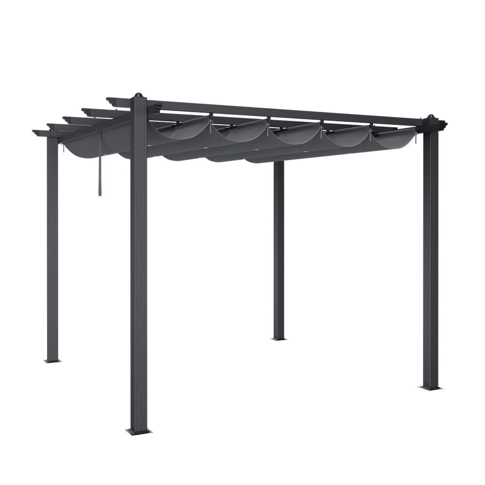 300CM Elegant Aluminum Patio Pergola with Sun-Shade Canopy Living and Home 