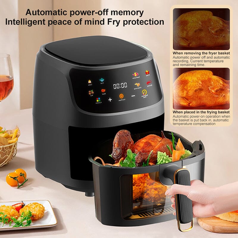 5L White/Black Digital Smart Air Fryer with Visible Window Kitchen Appliances Living and Home 