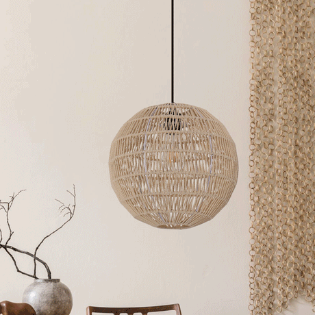 Lightsin Handwoven Cotton Rope and Iron Round Pendant Light for Cozy Spaces Lightsin UK 