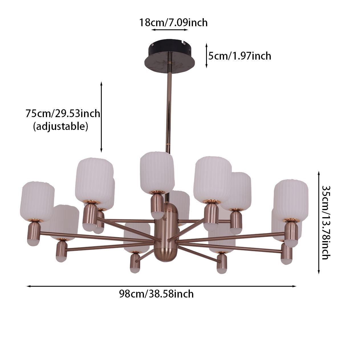 Lightsin Modern Minimalist Luxury Bronze Chandelier with Acrylic Shades Lightsin UK 