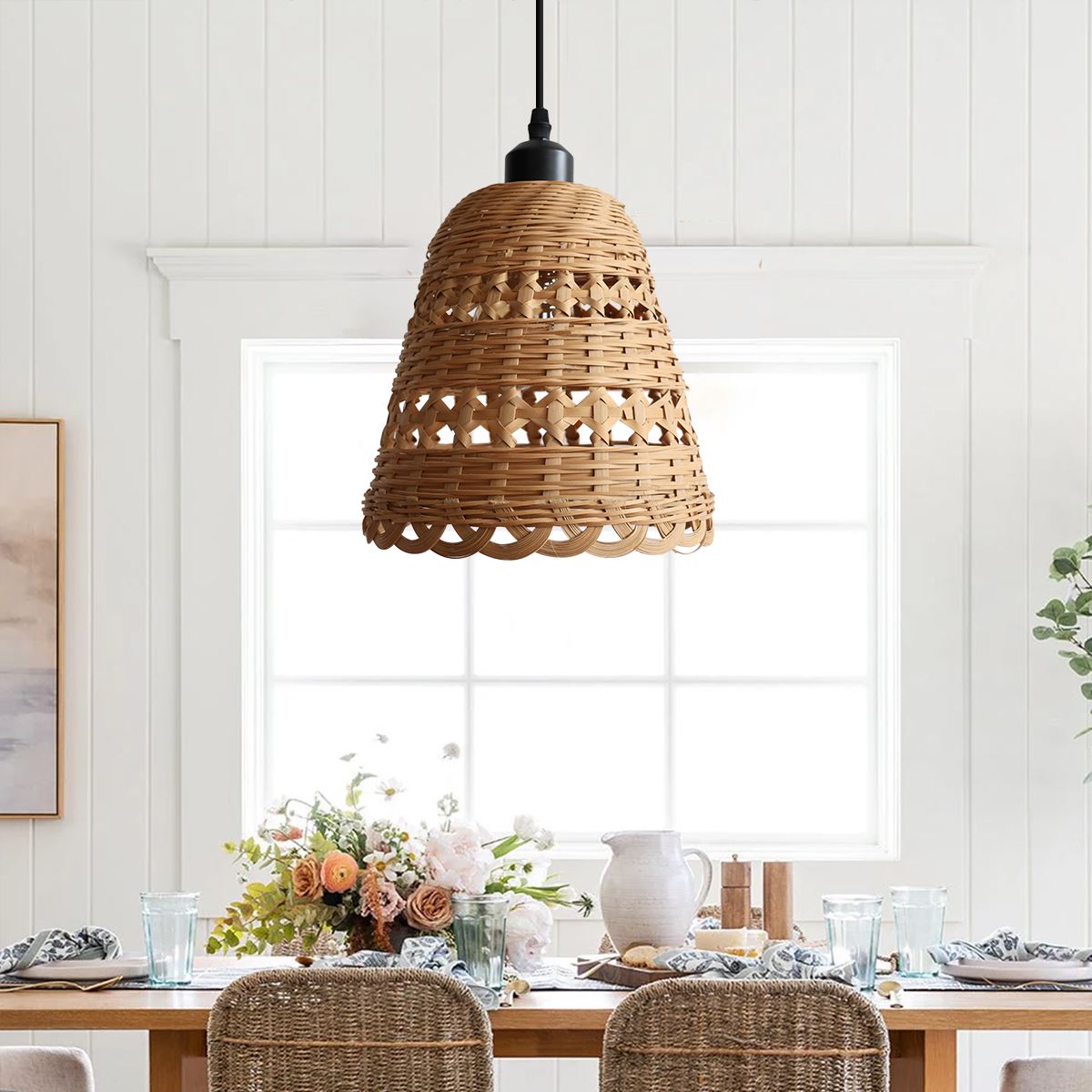 Lightsin Modern Bamboo Handwoven Warm Glow Pendant Light Lightsin UK 