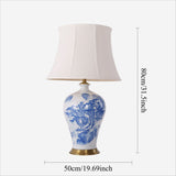 Lightsin Classic Ceramic Desk Lamp Blue and White with Fabric Shade Lightsin UK 