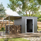 6X9FT Outdoor Metal Pent Roof Storage Shed with Lean-to Living and Home 