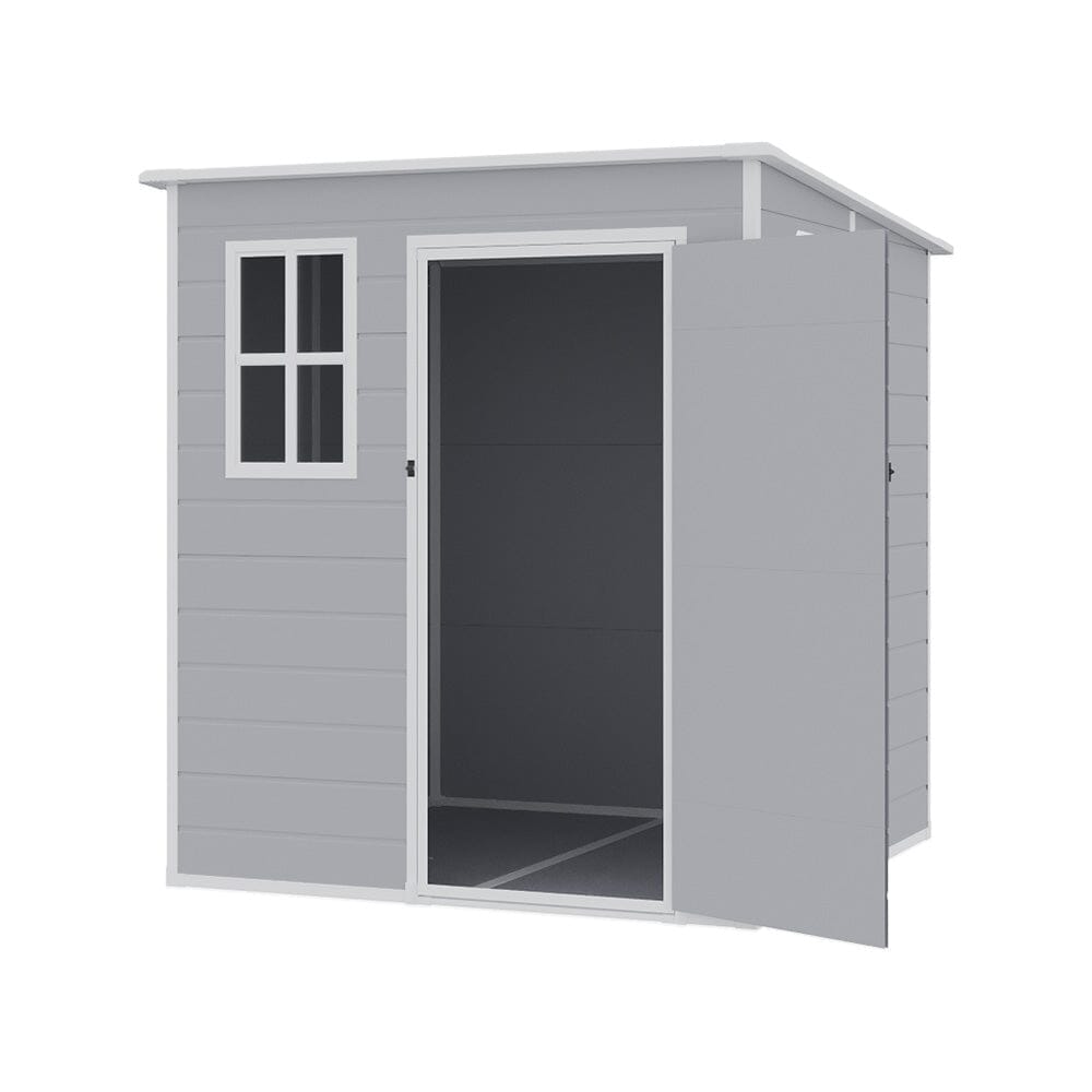 6 x 6FT Durable PP Storage Shed with Pent Roof, Window, and Vent (Ver.2) Living and Home 