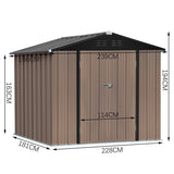 Classic Lockable Tool Storage Bike Shed Brown Metal Shed for Garden Storage Garden Sheds Living and Home 