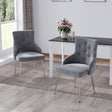 Grey Velvet Tufted Dining Chair with Cushion Living and Home 