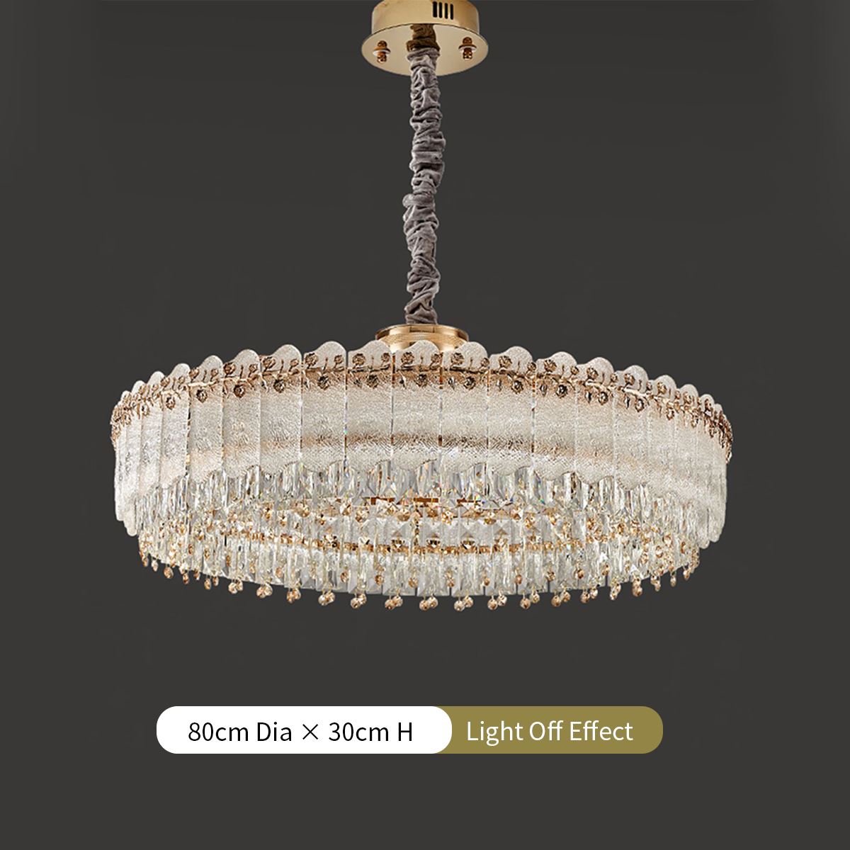 Lightsin Contemporary Oval & Round Crystal Pendant Ceiling Light Dimmable Fixture Lightsin UK 