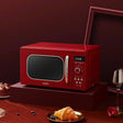 800W 20L Retro Microwave Oven with LED Display Red/Cream/Pastel Green Living and Home Red 