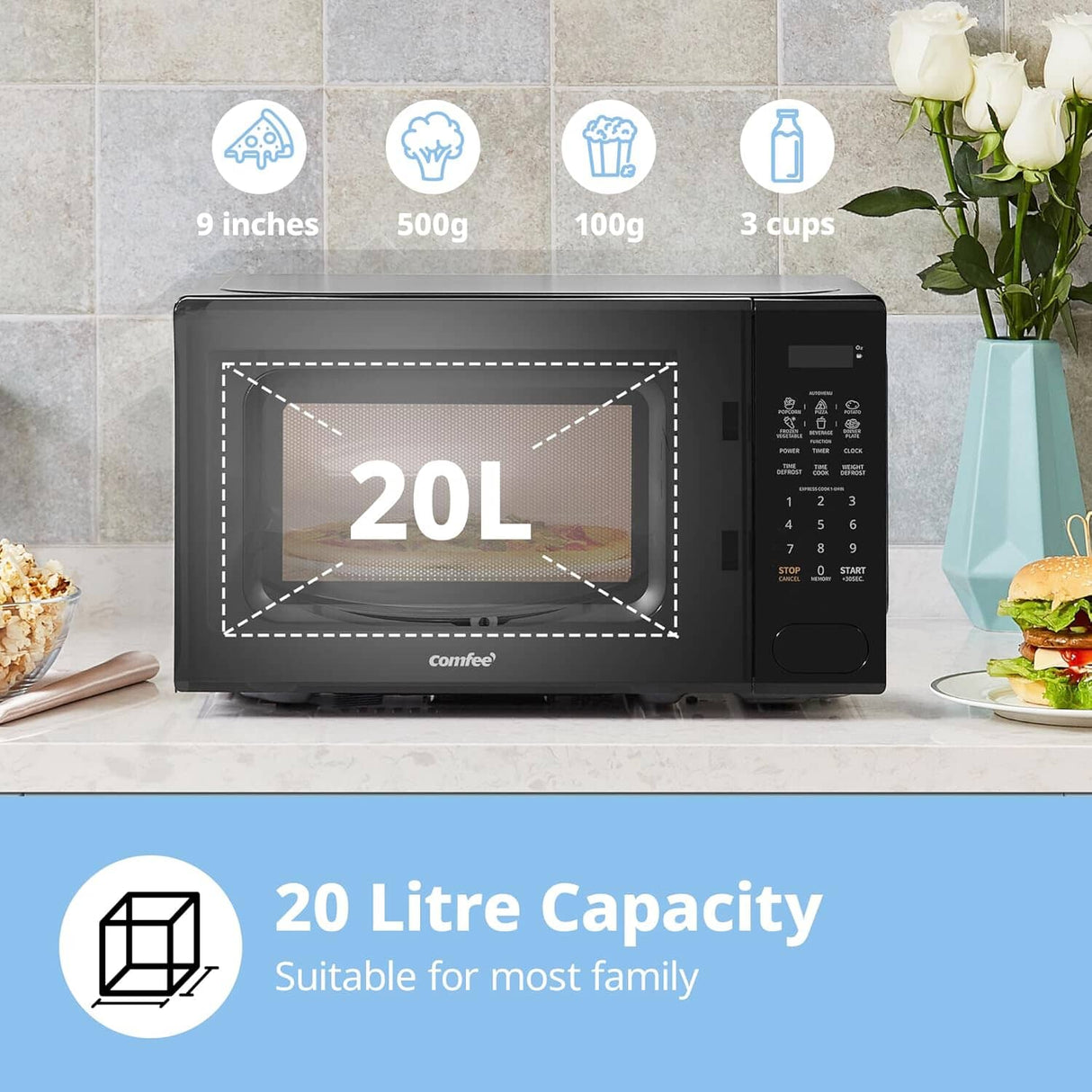 700W 20L Countertop Microwave Oven with LED Display Living and Home 