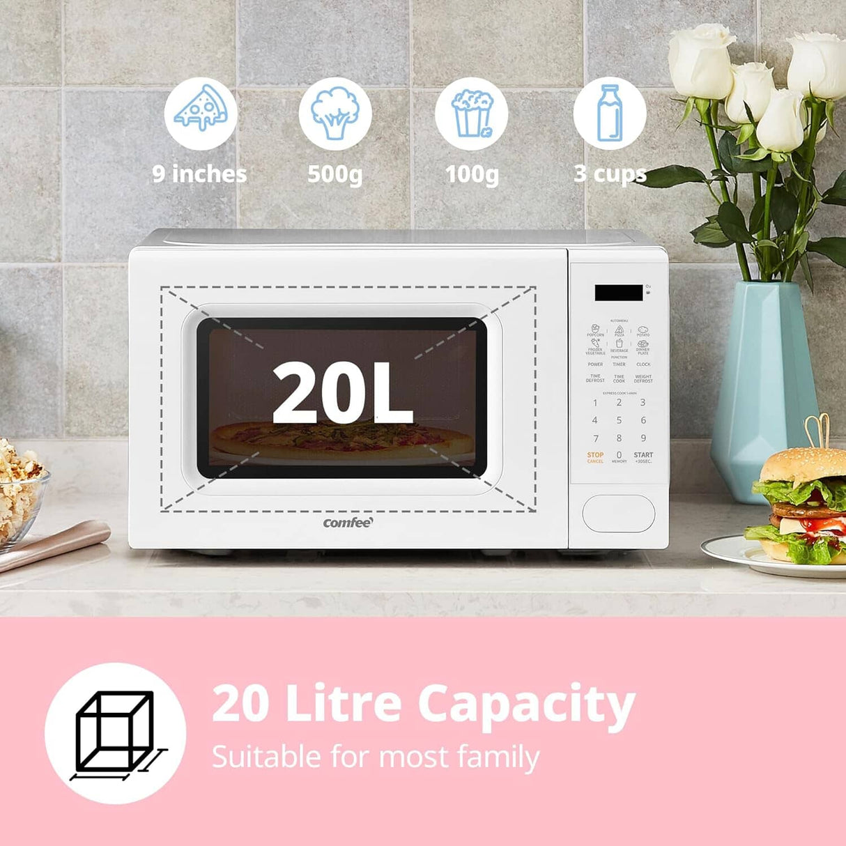 700W 20L Countertop Microwave Oven with LED Display Living and Home 