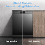 COMFEE 11L Black Freestanding Dishwasher, 60cm Full Size with 12 Place Settings and Quick Wash Comfee UK 