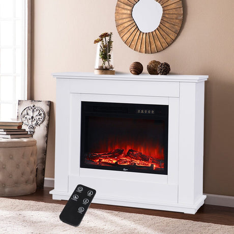 Smallbee Elegant 39-Inch Freestanding Electric Fireplace Suite with Wooden Mantel Smallbee UK 