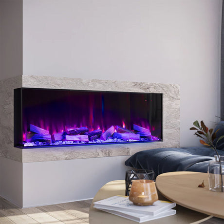 3-Sided Panoramic Smart Electric Fireplace with Customizable Flame & Heating Control Living and Home 50 inch 