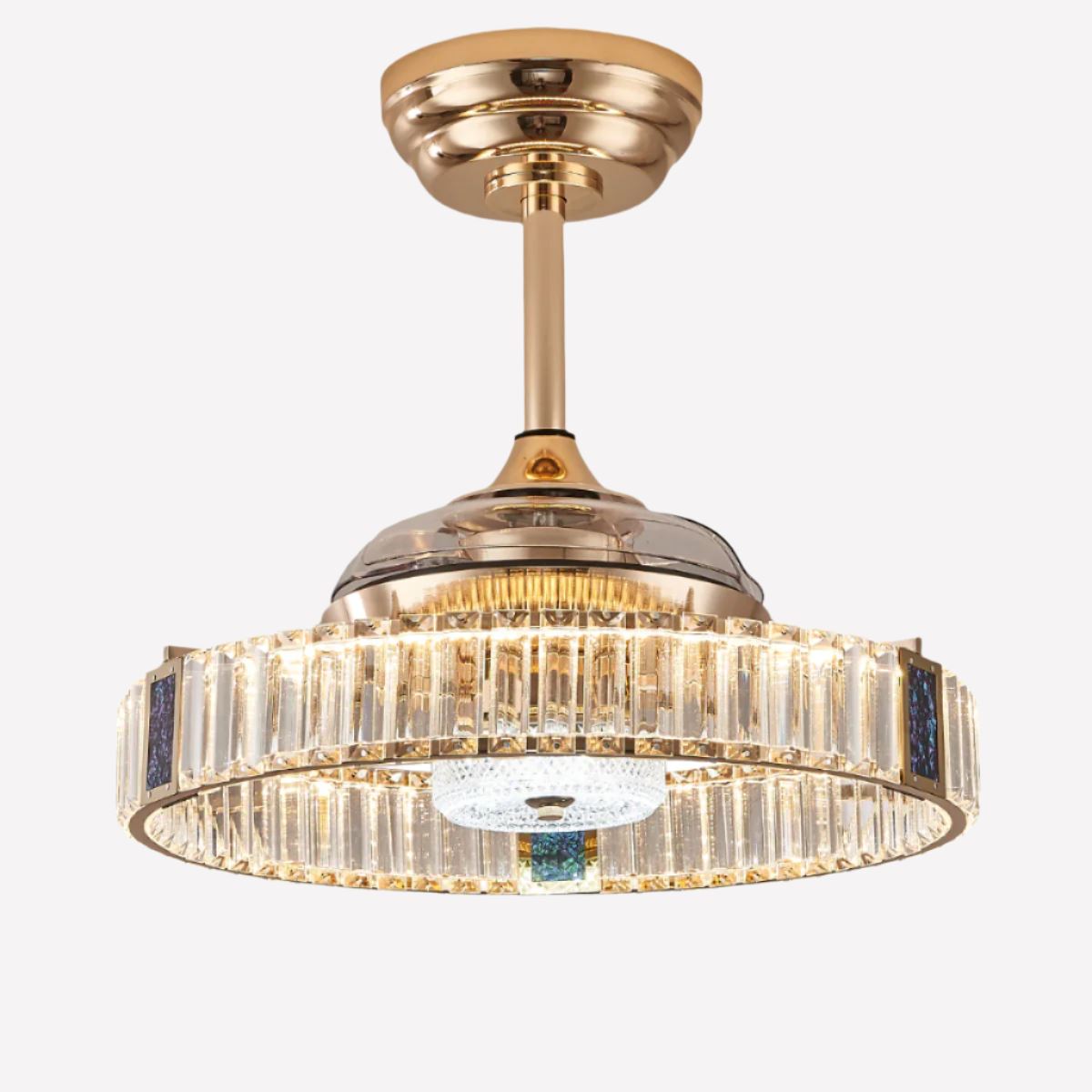 Lightsin Elegant Gold Silent Ceiling Fan Lamp with Crystal Accent Lightsin UK 