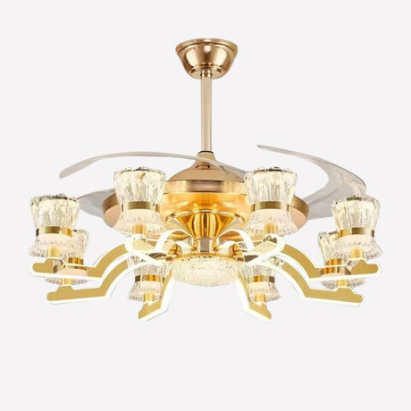 Lightsin 78cm Elegant Gold Copper Crystal Fan Light Lightsin UK 