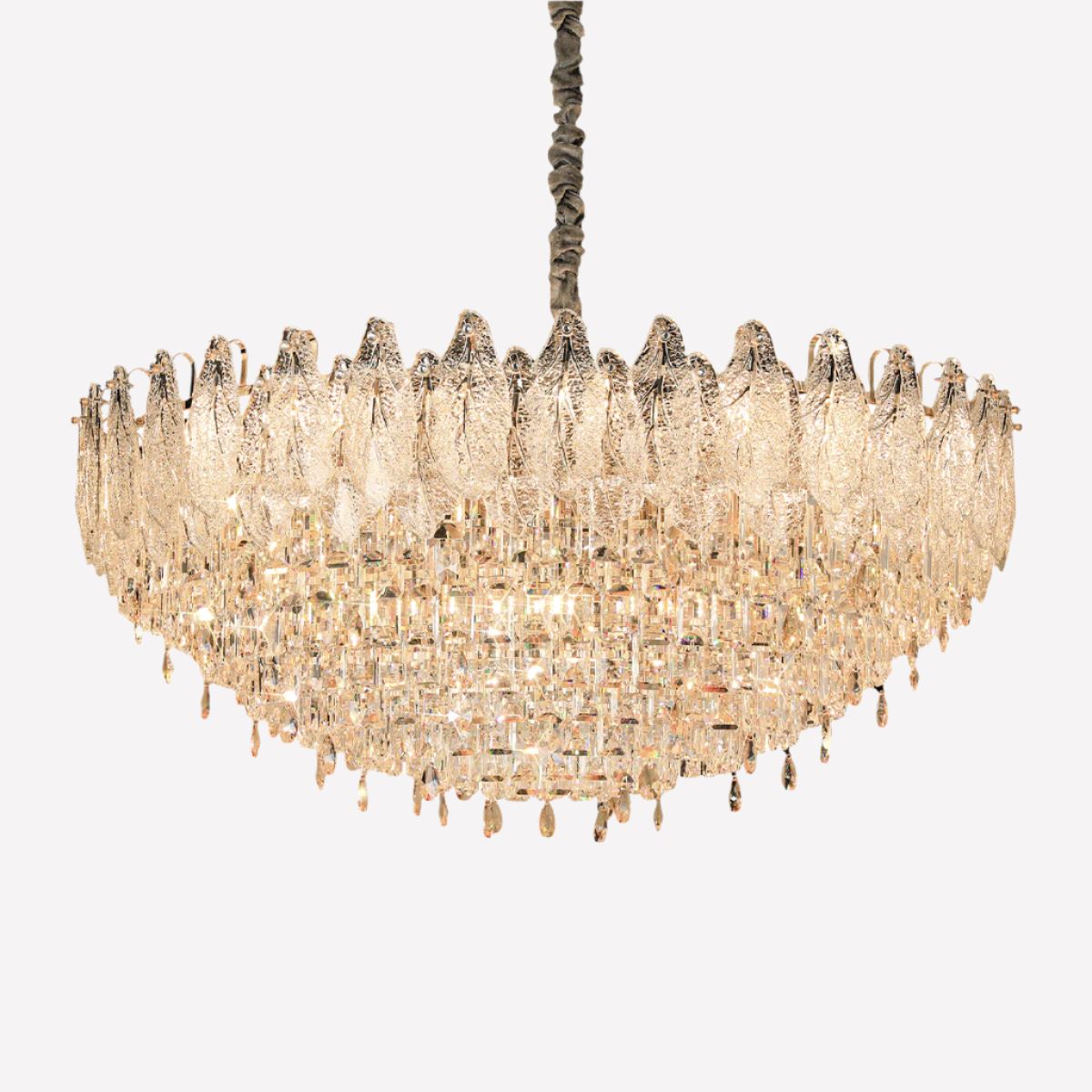 Lightsin Champagne Gold Crystal Leaf Chandelier Lightsin UK 