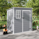 6 x 6FT Durable PP Storage Shed with Pent Roof, Window, and Vent (Ver.2) Living and Home 