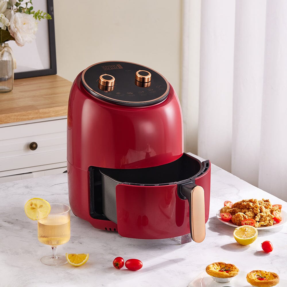 8L Knob Air Fryer for 4-10 People in Red – Living and Home